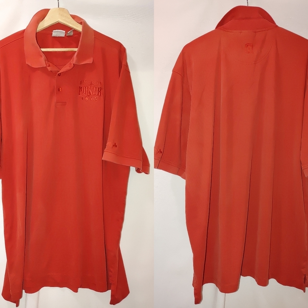 World Series of Poker Red Polo Shirt Pima Cotton XXL 2XL Casual Short Sleeve WSP